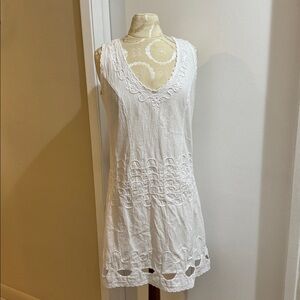 Blanco 100% Cotton White Embroidered Cut Outs Slip On SunDress M